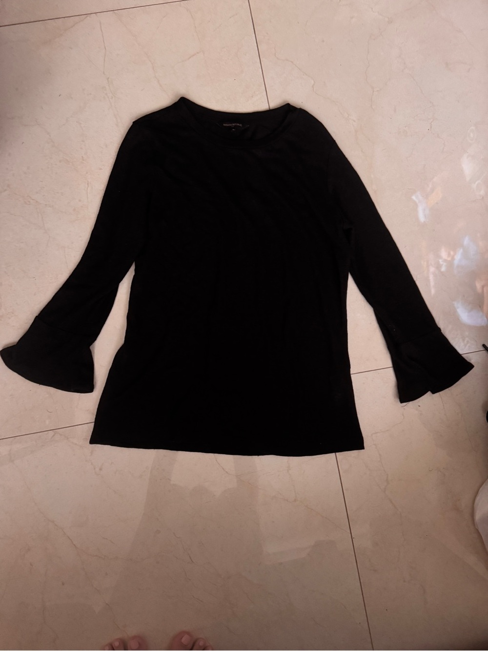 Banana Republic Black Long-Sleeve Bell Cuff Top